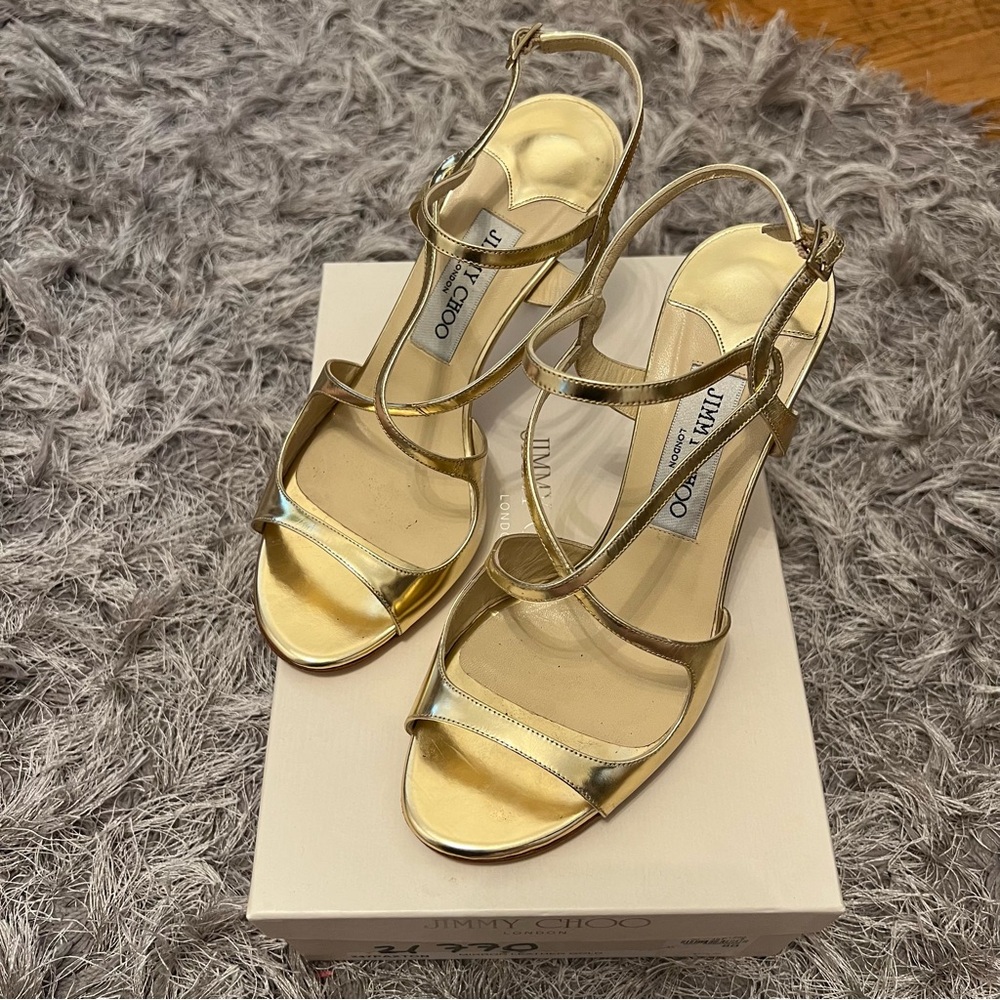 Jimmy Choo Gold Strappy Sandals